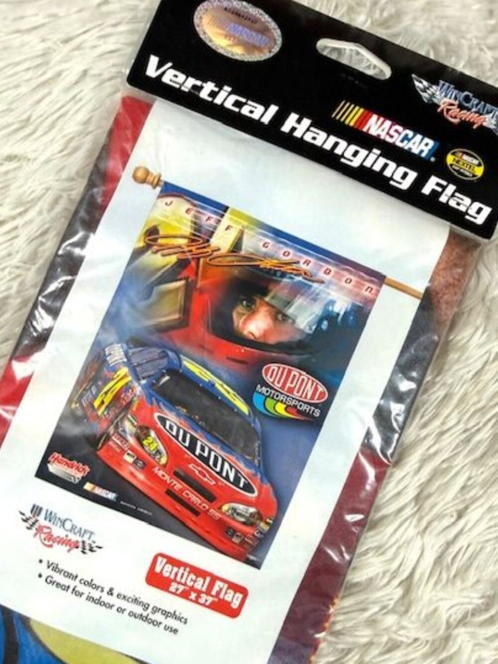 Vintage NASCAR Jeff Gordon DuPont Motorsports 27" x 37" Vertical Hanging Flag